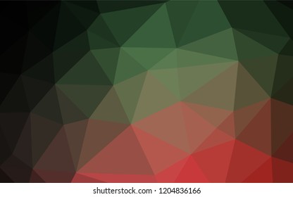 Dark Green, Red vector hexagon mosaic template. Glitter abstract illustration with an elegant design. The polygonal design can be used for your web site.