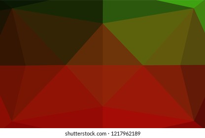 Dark Green, Red vector hexagon mosaic texture. Modern geometrical abstract illustration with gradient. Triangular pattern for your business design.