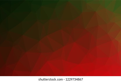 Dark Green, Red vector hexagon mosaic template. Shining illustration, which consist of triangles. The polygonal design can be used for your web site.