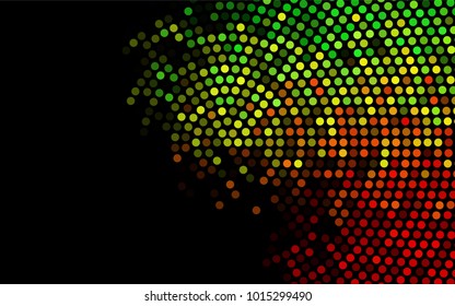 Dark Green, Red vector illustration which consist of circles. Dotted gradient design for your business. Creative geometric background in halftone style with colored spots.