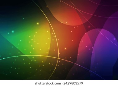 Dark Green, Red vector Illustration with set of shining colorful abstract circles, lines. Glitter abstract illustration with blurred drops of rain. Modern template for landing page.