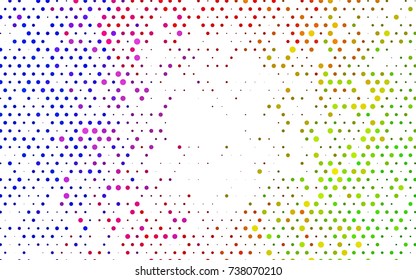Dark Green, Red vector illustration which consist of circles. Dotted gradient design for your business. Creative geometric background in halftone style with colored spots.