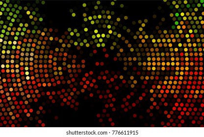 Dark Green, Red vector illustration which consist of circles. Dotted gradient design for your business. Creative geometric background in halftone style with colored spots.
