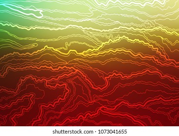 Dark Green, Red vector indian curved texture. Colorful illustration in abstract style with doodles and Zen tangles. A completely new template for your business design.