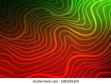 Dark Green, Red vector indian curved template. Glitter abstract illustration with doodles and Zen tangles. The pattern can be used for wallpapers and coloring books.