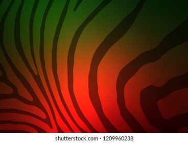 Dark Green, Red vector indian curved template. Doodles on blurred abstract background with gradient. The completely new template can be used for your brand book.