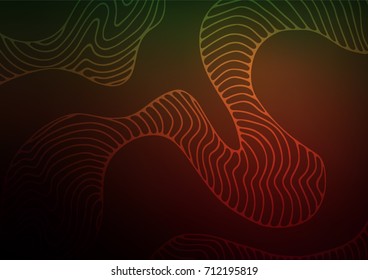 Dark Green, Red vector indian curved template. Geometric doodle illustration in Origami style with gradient. Brand-new design for your business.