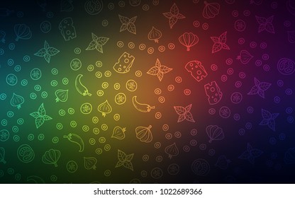 Dark Green, Red vector layout with restaurant food. Beautiful colored illustration with food in doodle style. Pattern for ads of breakfast, lunch, dinner.