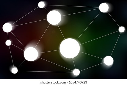 Dark Green, Red vector layout with circles, lines. Design with connection of dots and lines on colorful background. Pattern can be used for beautiful websites.