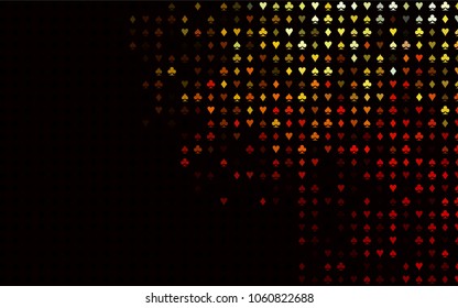 Dark Green, Red vector layout with elements of cards. Glitter abstract sketch with isolated symbols of playing cards. Pattern for leaflets of poker games, events.