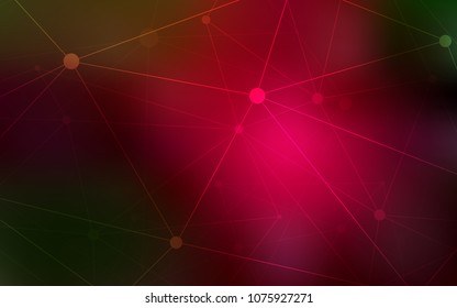 Dark Green, Red vector layout with circles, lines. Design with connection of dots and lines on colorful background. Pattern can be used for beautiful websites.
