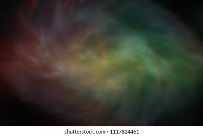 Dark Green, Red vector layout with cosmic stars. Glitter abstract illustration with colorful cosmic stars. Pattern for astronomy websites.