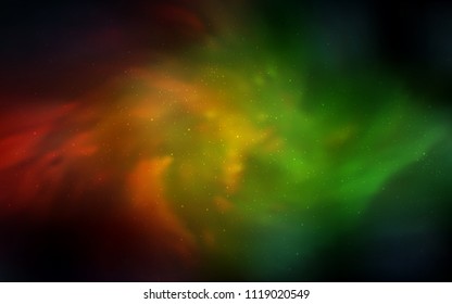 Dark Green, Red vector layout with cosmic stars. Shining illustration with sky stars on abstract template. Template for cosmic backgrounds.