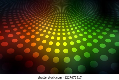 Dark Green, Red vector layout with circle shapes. Modern abstract illustration with colorful water drops. Pattern can be used for ads, leaflets.