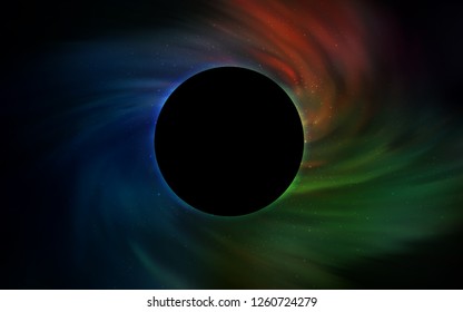 Dark Green, Red vector layout with a black hole, universe. Illustration with colorful milky way stars and a black hole. Black Friday design for ads, commercials.