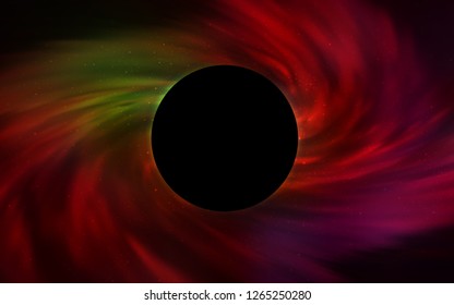 Dark Green, Red vector layout with a black hole, universe. Gradient colorful illustration with a black hole, stars. Backdrop for Black Friday promotions.