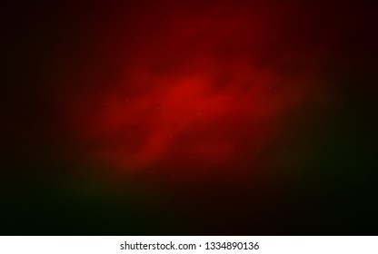 Dark Green, Red vector layout with cosmic stars. Space stars on blurred abstract background with gradient. Template for cosmic backgrounds.