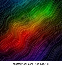 Dark Green, Red vector layout with circular arc. Abstract gradient illustration with wry lines. Pattern for booklets, leaflets.