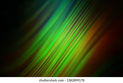 Dark Green, Red vector layout with cosmic stars. Blurred decorative design in simple style with galaxy stars. Pattern for futuristic ad, booklets.