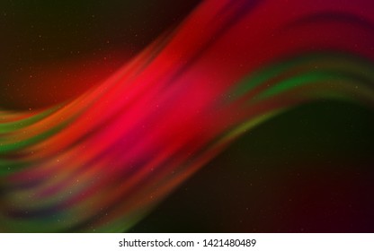 Dark Green, Red vector layout with cosmic stars. Space stars on blurred abstract background with gradient. Pattern for astronomy websites.