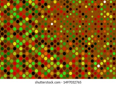 Dark Green, Red vector layout with circle shapes. Blurred decorative design in abstract style with bubbles. Design for business adverts.