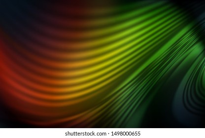 Dark Green, Red vector layout with curved lines. Colorful abstract illustration with gradient lines. New composition for your brand book.
