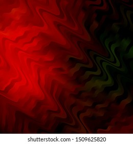 Dark Green, Red vector layout with wry lines. Brand new colorful illustration with bent lines. Best design for your posters, banners.