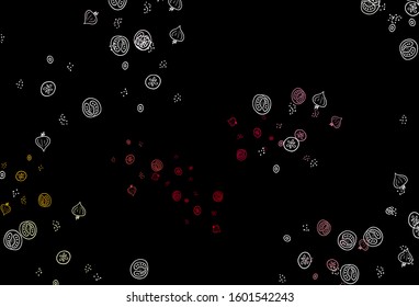 Dark Green, Red vector layout with restaurant food. Beautiful colorful illustration with food in doodle style. Doodle design for your business advert of cafes.