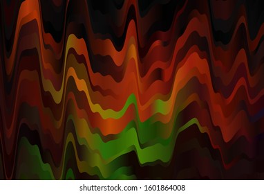 Dark Green, Red vector layout with curved lines. Geometric illustration in abstract style with gradient.  Colorful wave pattern for your design.