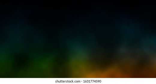 Dark Green, Red vector layout with cloudscape. Gradient illustration with colorful sky, clouds. Template for landing pages.
