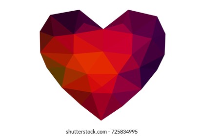 Dark Green, Red vector love background with heart. Paper note. Valentine's greeting polygonal card. Triangular illustration for your business. Stock template for your design.