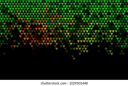 Dark Green, Red vector lovely background with hearts. Valentines greeting card with cute hearts. Abstract pattern for your design, website, ad.