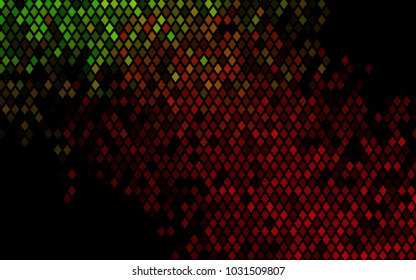 Dark Green, Red vector low poly background. A sample with a polygonal design. Illustration in polygonal style with repeating squares