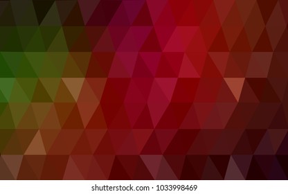 Dark Green, Red vector Low poly crystal background. Polygon design pattern. Low poly illustration, low polygon background.