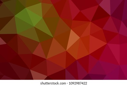 Dark Green, Red vector low poly cover. Creative illustration in halftone style with triangles. New template for your brand book.