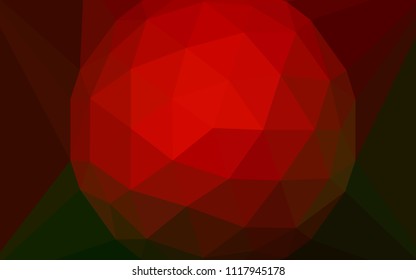 Dark Green, Red vector low poly texture with a diamond. Illustration in abstract style with triangles. New template for your brand book.