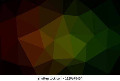 Dark Green, Red vector low poly layout. Shining polygonal illustration, which consist of triangles. Brand new style for your business design.
