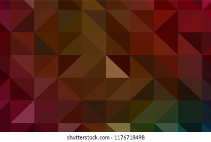 Dark Green, Red vector low poly texture. Triangular geometric sample with gradient.  Best triangular design for your business.