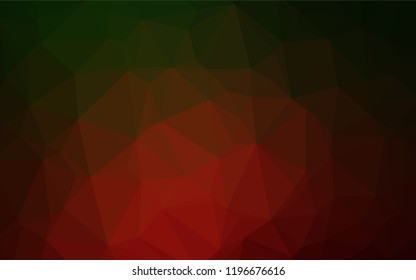 Dark Green, Red vector low poly cover. A sample with polygonal shapes. The textured pattern can be used for background.