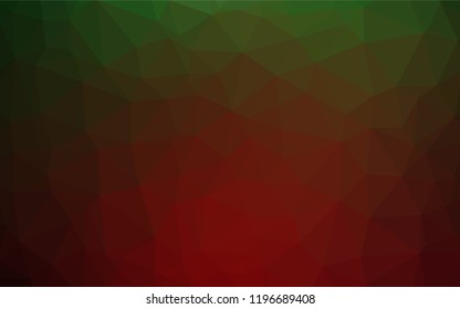 Dark Green, Red vector low poly layout. Shining illustration, which consist of triangles. The completely new template can be used for your brand book.