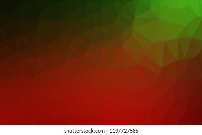 Dark Green, Red vector low poly cover. Creative geometric illustration in Origami style with gradient. The polygonal design can be used for your web site.