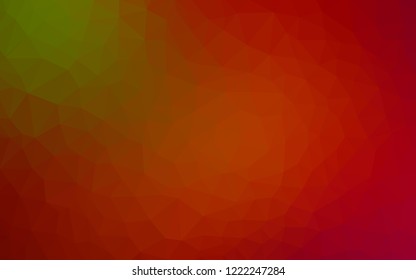 Dark Green, Red vector low poly cover. Glitter abstract illustration with an elegant triangles. Polygonal design for your web site.