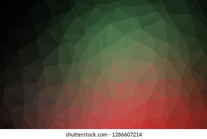 Dark Green, Red vector low poly texture. Colorful illustration in Origami style with gradient.  Template for a cell phone background.
