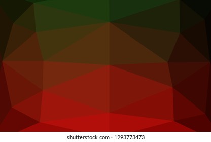 Dark Green, Red vector low poly layout. Shining colored illustration in a Brand new style. Template for a cell phone background.