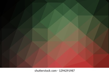 Dark Green, Red vector low poly texture. Colorful abstract illustration with gradient. Template for a cell phone background.