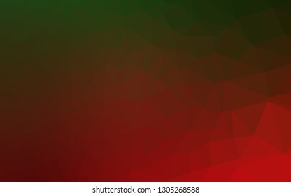 Dark Green, Red vector low poly cover. Geometric illustration in Origami style with gradient. Completely new design for your business.