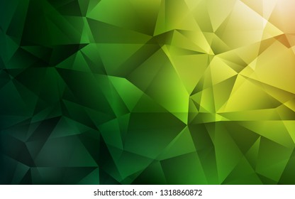 Dark Green, Red vector low poly texture. Polygonal abstract illustration with gradient. Best triangular design for your business.