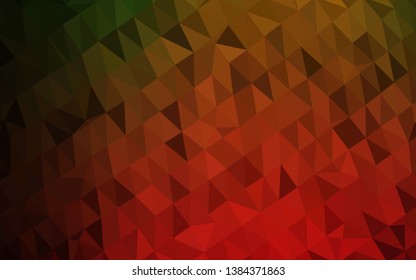 Dark Green, Red vector low poly layout. Modern geometrical abstract illustration with gradient. The best triangular design for your business.