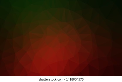 Dark Green, Red vector low poly layout. Triangular geometric sample with gradient.  Elegant pattern for a brand book.