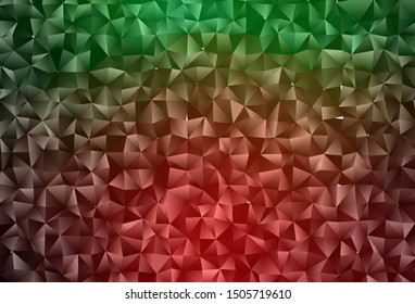 Dark Green, Red vector low poly layout. Glitter abstract illustration with an elegant design. Polygonal design for your web site.